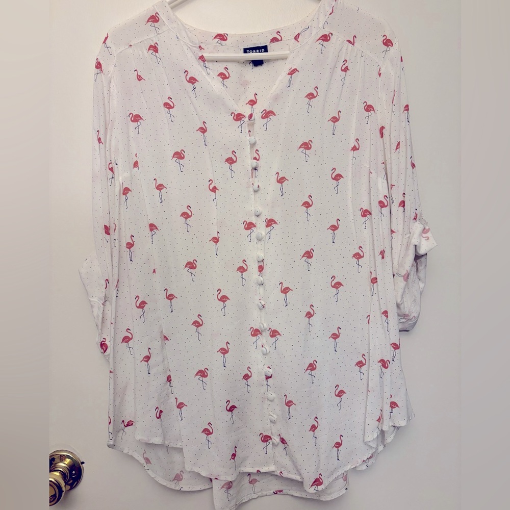 Flamingo Pattern Torrid Blouse 2X